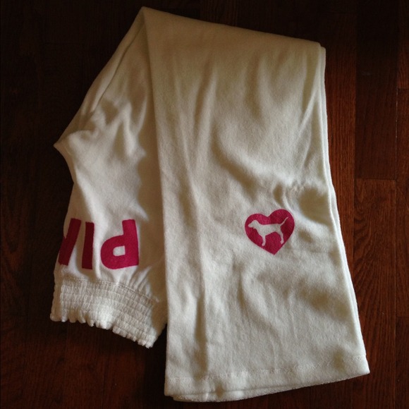 Victoria's Secret Pink White Velour Pants