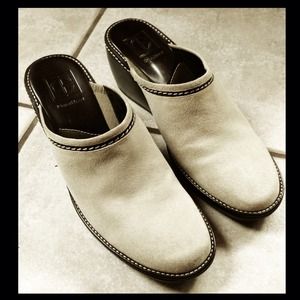 Cole Hann tan suede clogs