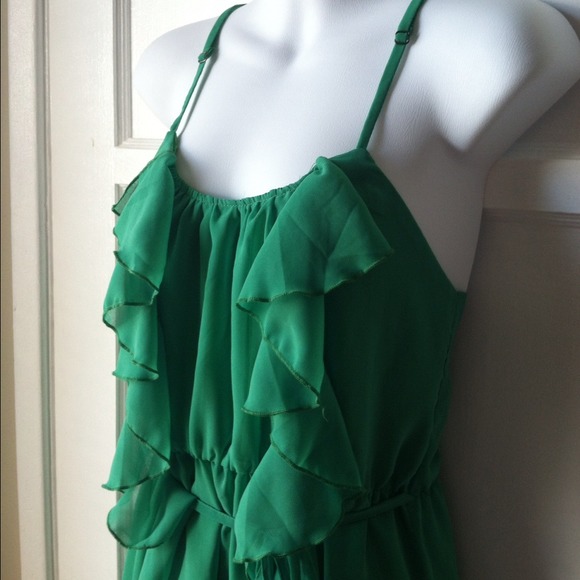 SOLD - Green Ruffle Dress - Picture 2 of 3