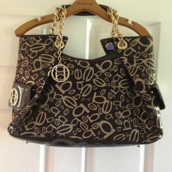 Brown and  gold chain  bebe purse