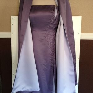 Lavender Strapless Beaded Gown