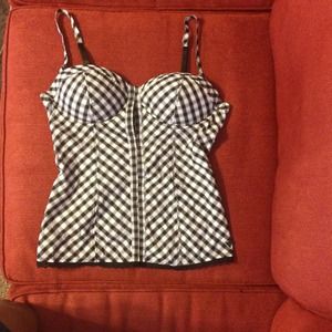 Checked stretch corset