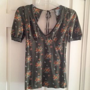Free People green floral open-back top