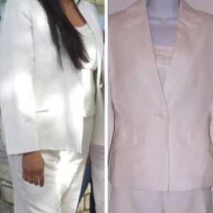 SIZE 16 KASPER WHITE TWO PIECE PANT SUIT