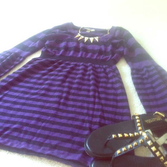 Purple and black stripped dress
