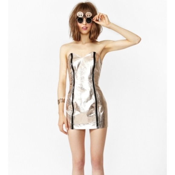 ⭐REDUCED PRICE⭐Nasty Gal Leather Rosegold Dress
