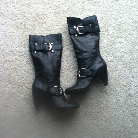 Black Leather Boots Size 8 Traded