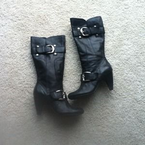 Black Leather Boots Size 8 Traded