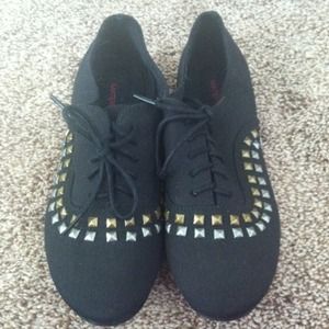 Material Girl Black Studded Oxfords