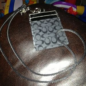 Coach signature black Id lanyard