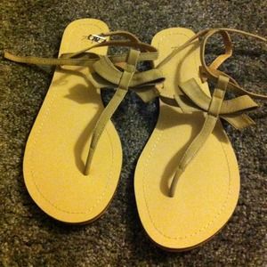 Khaki colored leather sandals