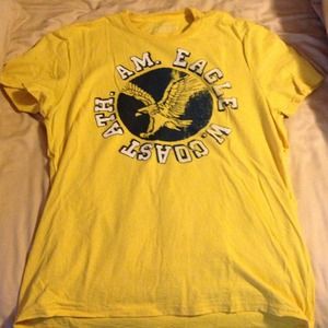 Mens Yellow American Eagle Tee