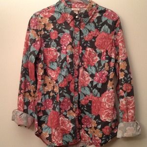 Like-New Mossimo Floral Button Down