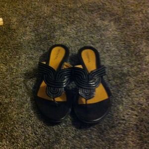 Black leather sandals