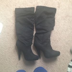 Black Suede Boot Heels