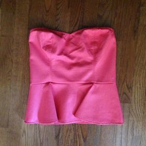 ❌SOLD - Coral/Salmon Faux Leather Peplum