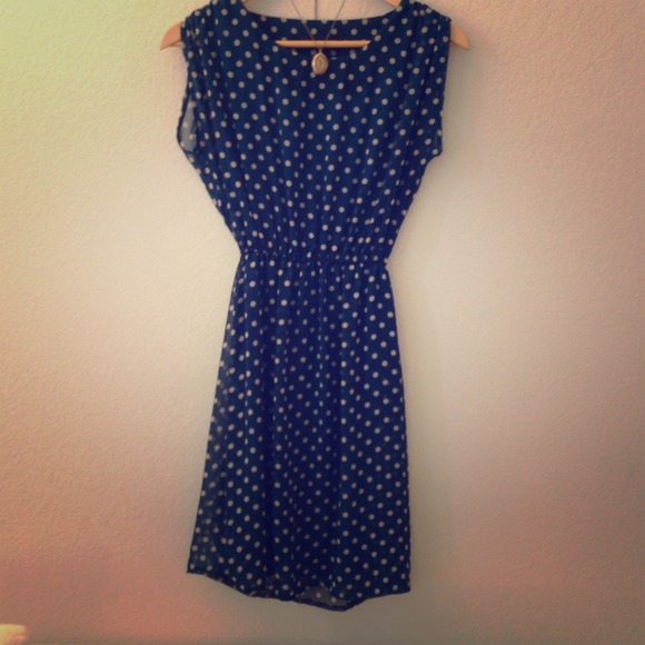 Dresses & Skirts - 60's Polka dotted Blue Dress