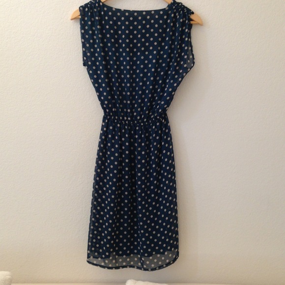60's Polka dotted Blue Dress - Picture 2 of 2