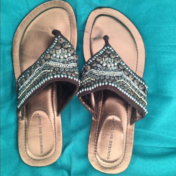 Metallic Sandal w/ Gold & Silver Tone Beading