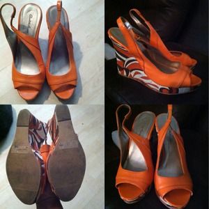Burnt orange wedge peep toe
