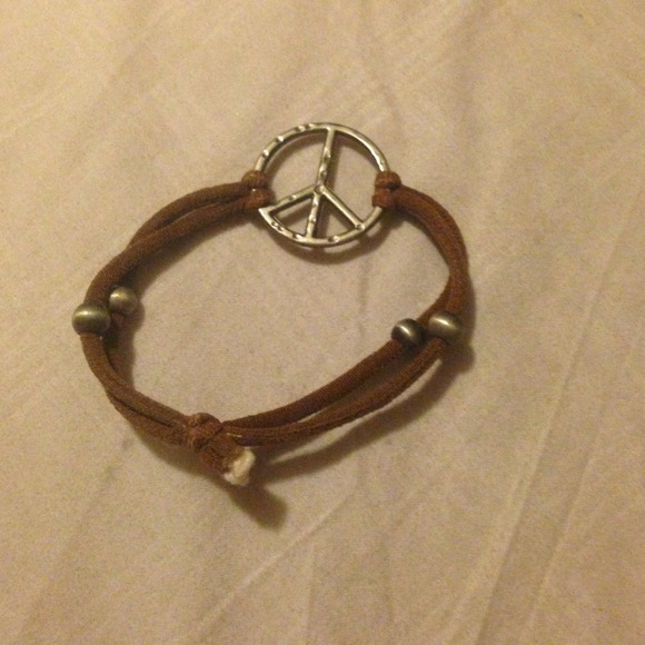Brown cord peace bracelet