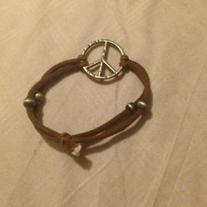 Brown cord peace bracelet