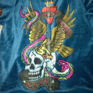 Ed Hardy Teal Velour two piece suit.