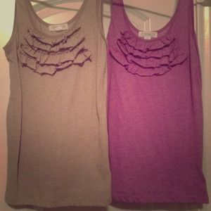 Purple or Khaki Ruffled Tanks Great for the Summer