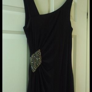 Brooched, long, black, evening dress, size 10