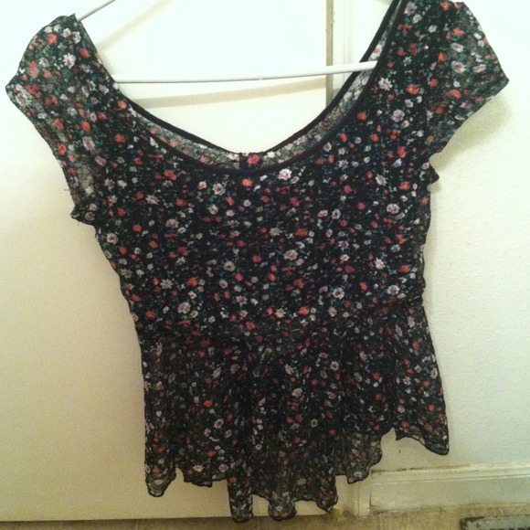 Floral high low peplum top