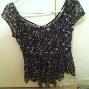 Floral high low peplum top