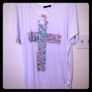 3x diamond rhinestone white tee new with tags