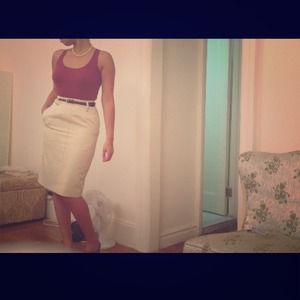 Vintage Cream Pencil Skirt