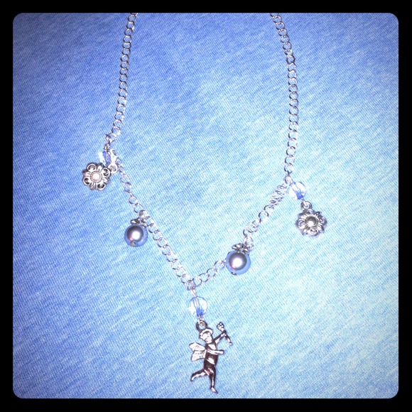 Handmade child's necklace with angel pendant