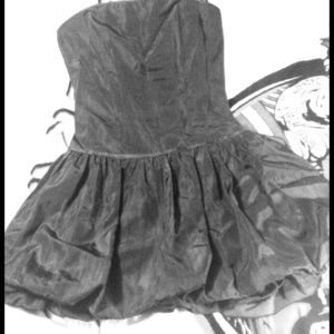 Short black bubble hem dress