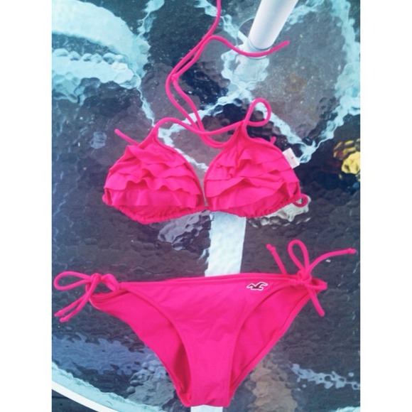 Hollister Other - Hot Pink Ruffle Bikini Set
