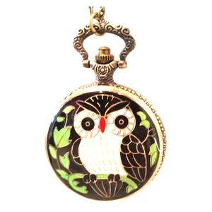 Long Owl Pocketwatch Necklace