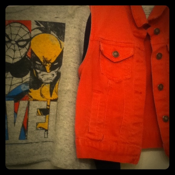 Marvel shirt and Denim vest