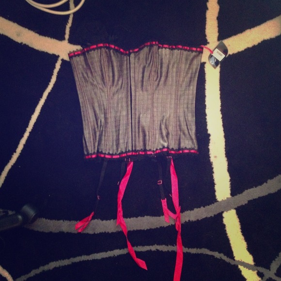 Gray corset w/ hot pink & black details! Brand new