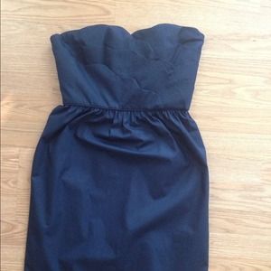 J.CREW Strapless Navy Scalloped Dress