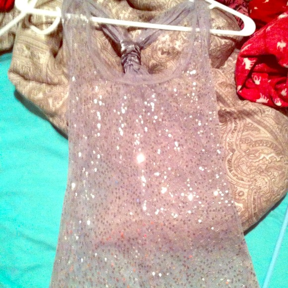 SOLD*** Buckle sheer sequin top