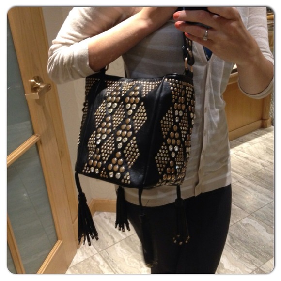 Crystal studded handbag! Fringe tassels! - Picture 2 of 4