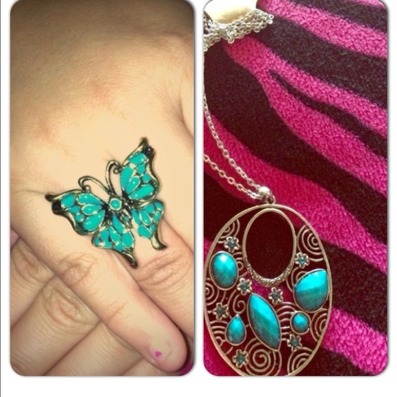 Bundle necklace and butterfly ring