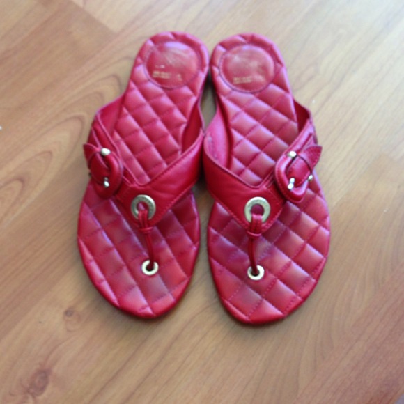 Burberry red flat sandals