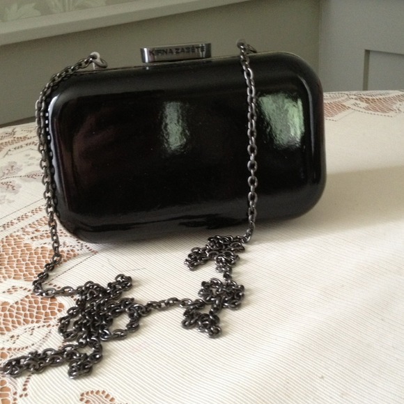 Black hard case clutch purse