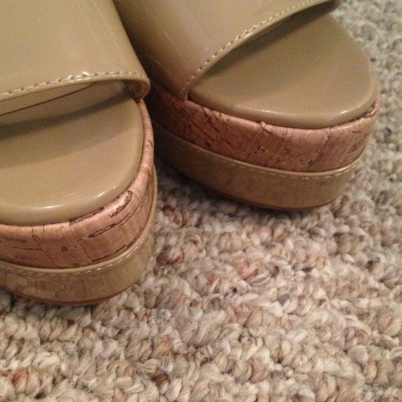 Nude Cork Wedges - Picture 3 of 3