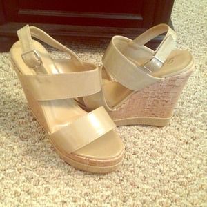 Nude Cork Wedges