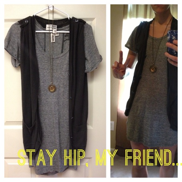 I. Ogan Gray Lose Fitted Cover-Up with Vest