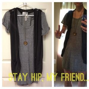 I. Ogan Gray Lose Fitted Cover-Up with Vest