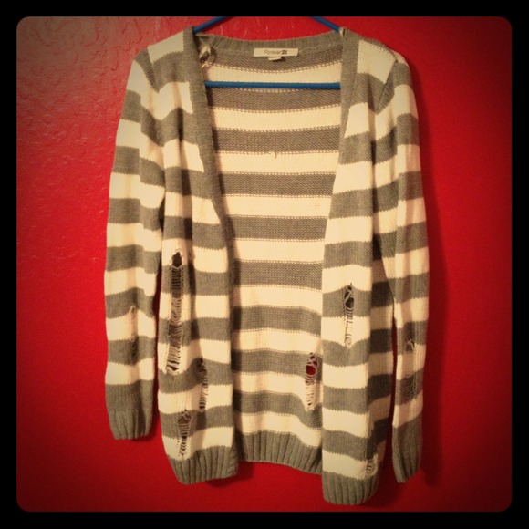 ✋✋TRADED✋✋Forever 21 Distressed Knit Cardigan - Picture 1 of 3